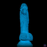 ADDICTION - Luke Glow in the Dark Dildo With Balls - 7.5" - Blue