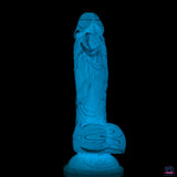 ADDICTION - Luke Glow in the Dark Dildo With Balls - 7.5" - Blue