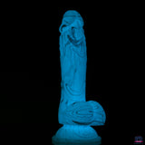 ADDICTION - Luke Glow in the Dark Dildo With Balls - 7.5" - Blue