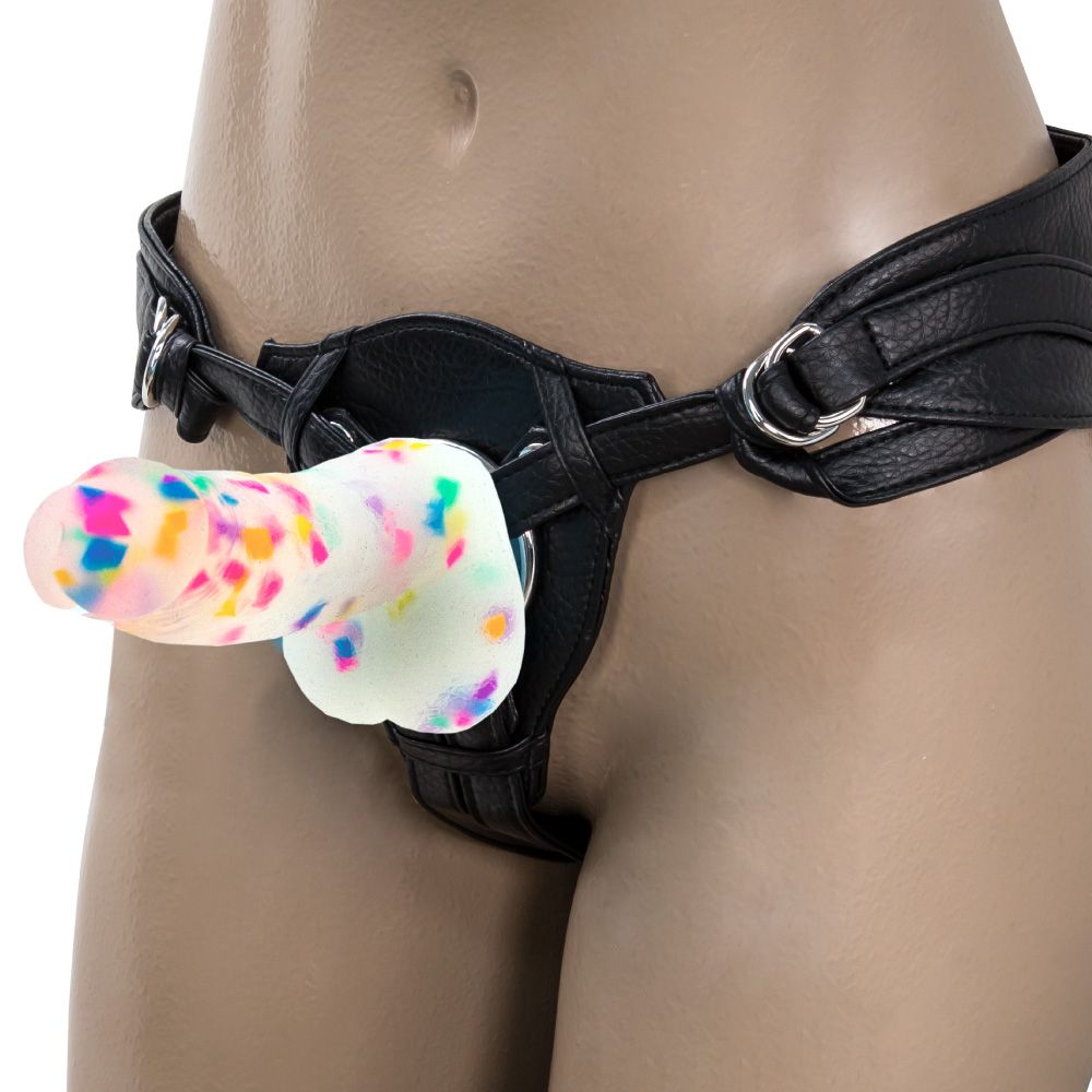 Pure Love® - Godemichet en silicone Party Time avec base à ventouse – 19 cm – Confettis givrés