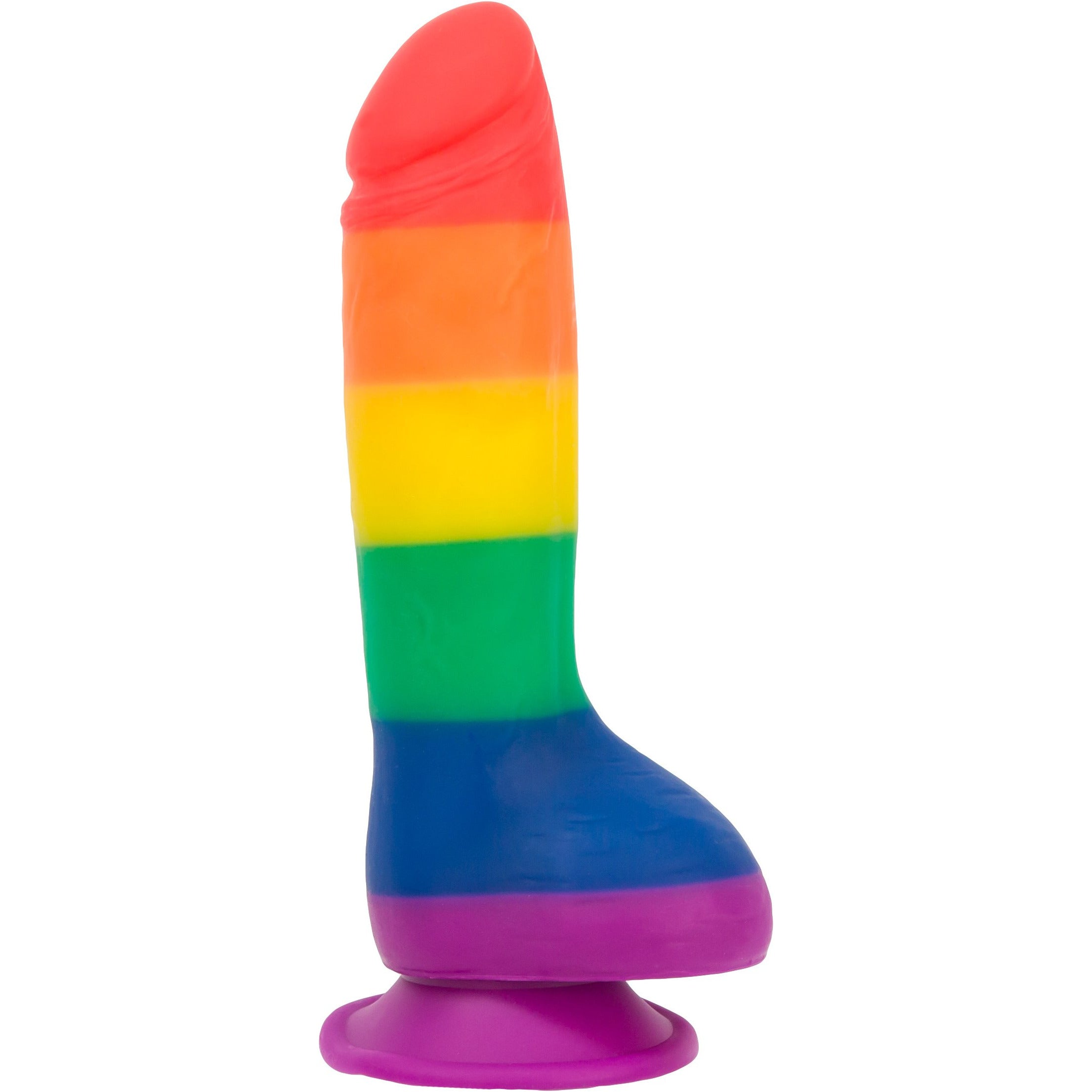 Addiction - Justin 8" Dildo With Balls - Pride Flag Colours