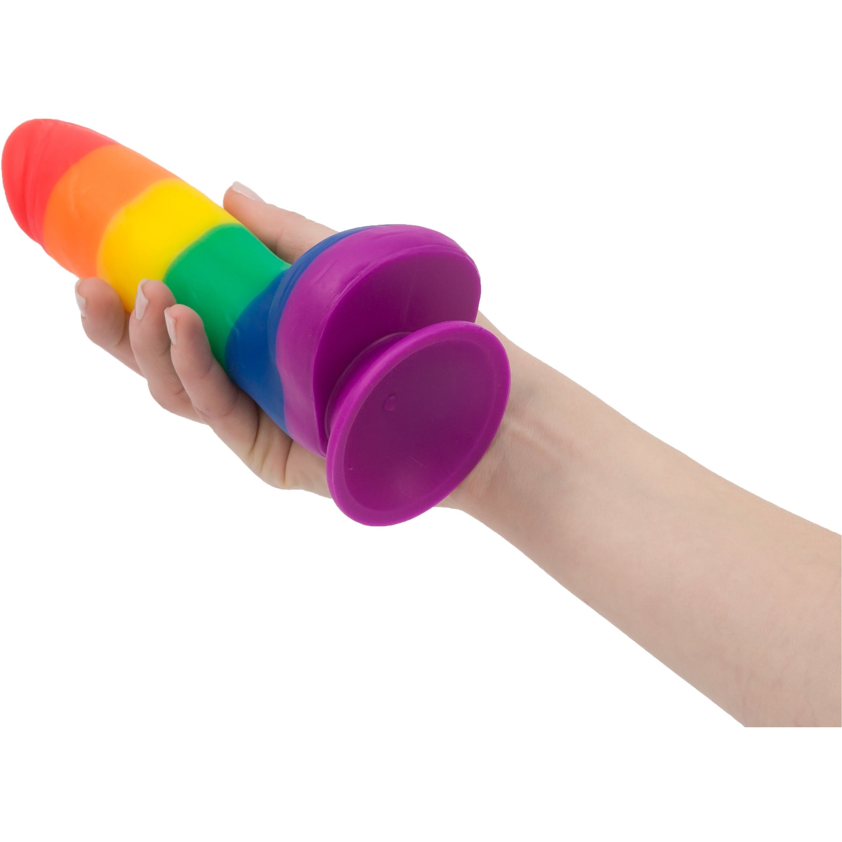 Addiction - Justin 8" Dildo With Balls - Pride Flag Colours