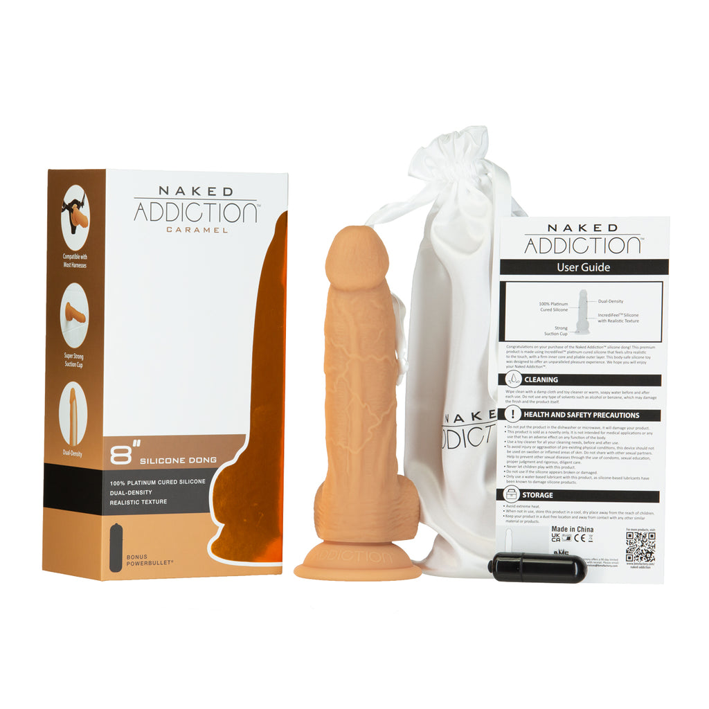 Naked Addiction - 8" Silicone Dual Density Dildo - Caramel