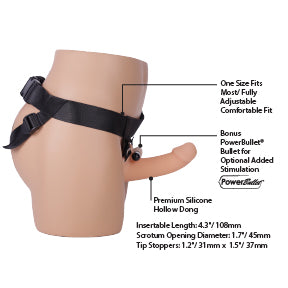 Addiction – Godemichet creux en silicone 7” avec sangle – Beige