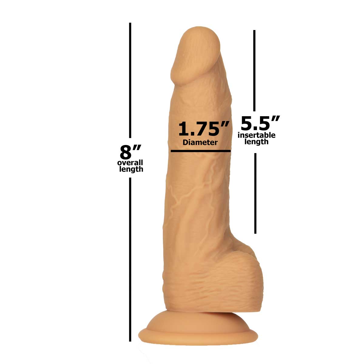 NAKED ADDICTION - Rotating & Vibrating Silicone Dong with Remote - 8" - Caramel