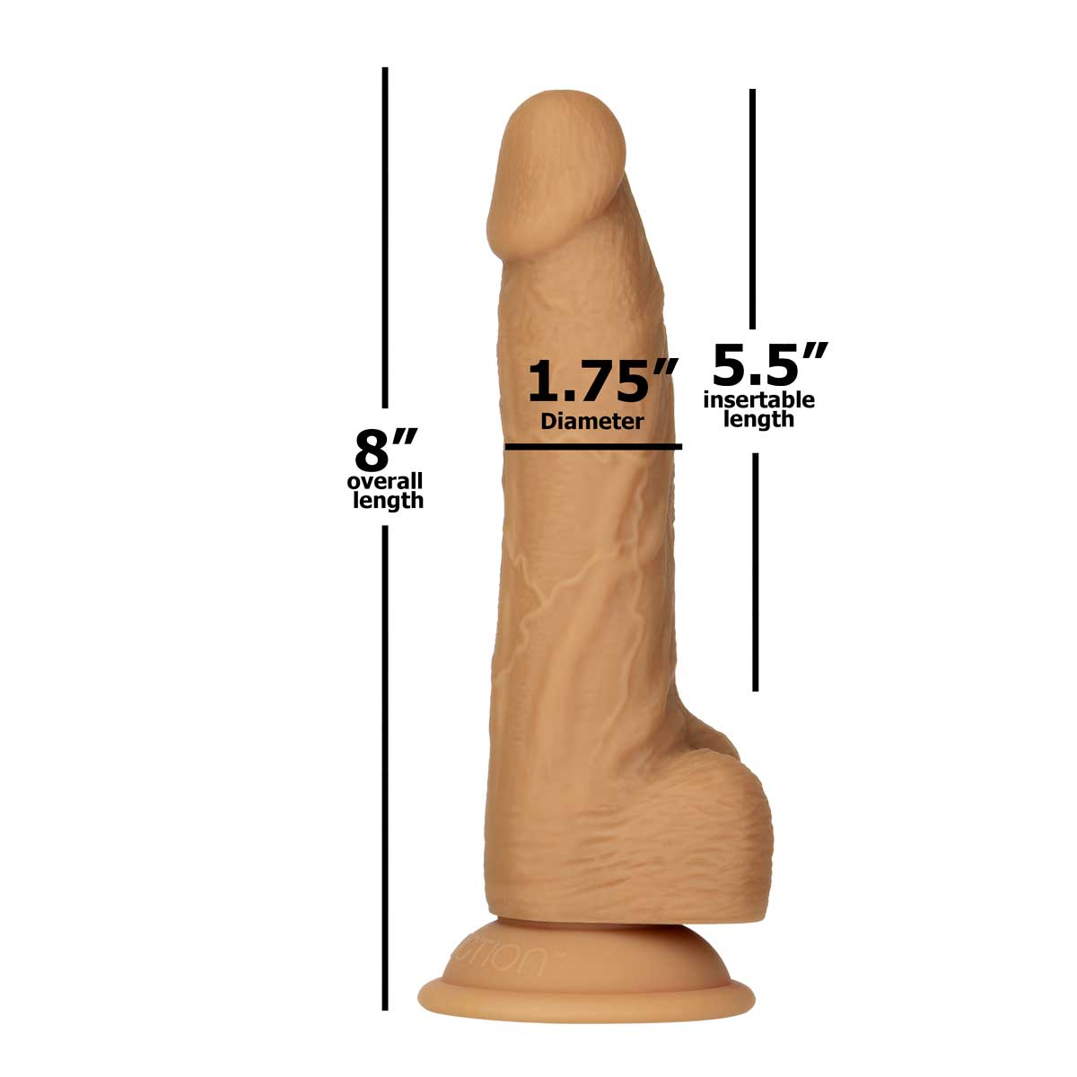 NAKED ADDICTION - Silicone Dual Density Dildo - 8" - Caramel