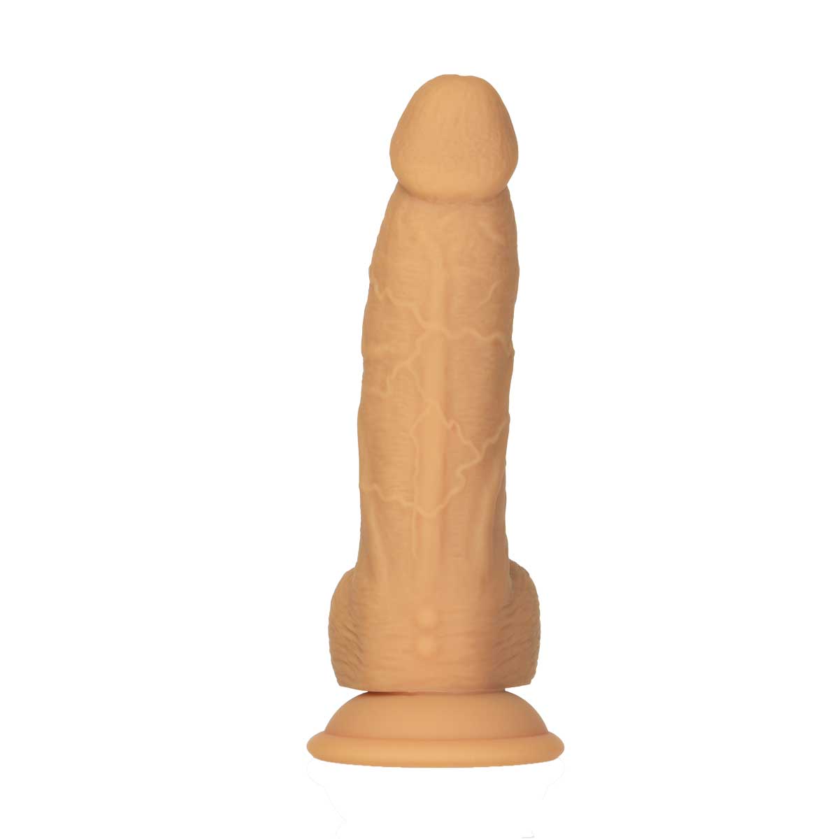 NAKED ADDICTION - Rotating & Vibrating Silicone Dong with Remote - 8" - Caramel