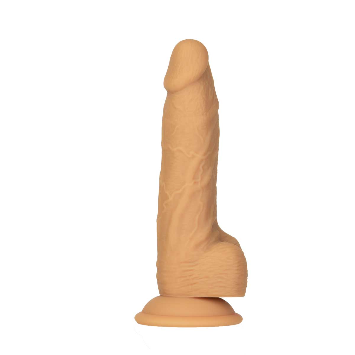 NAKED ADDICTION - Rotating & Vibrating Silicone Dong with Remote - 8" - Caramel