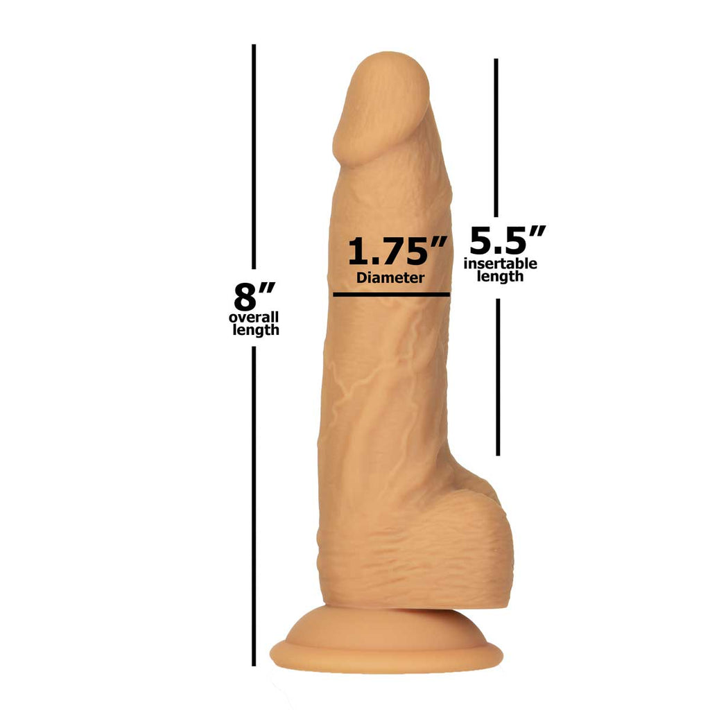Naked Addiction - 8" Rotating & Vibrating Dildo with Remote - Caramel