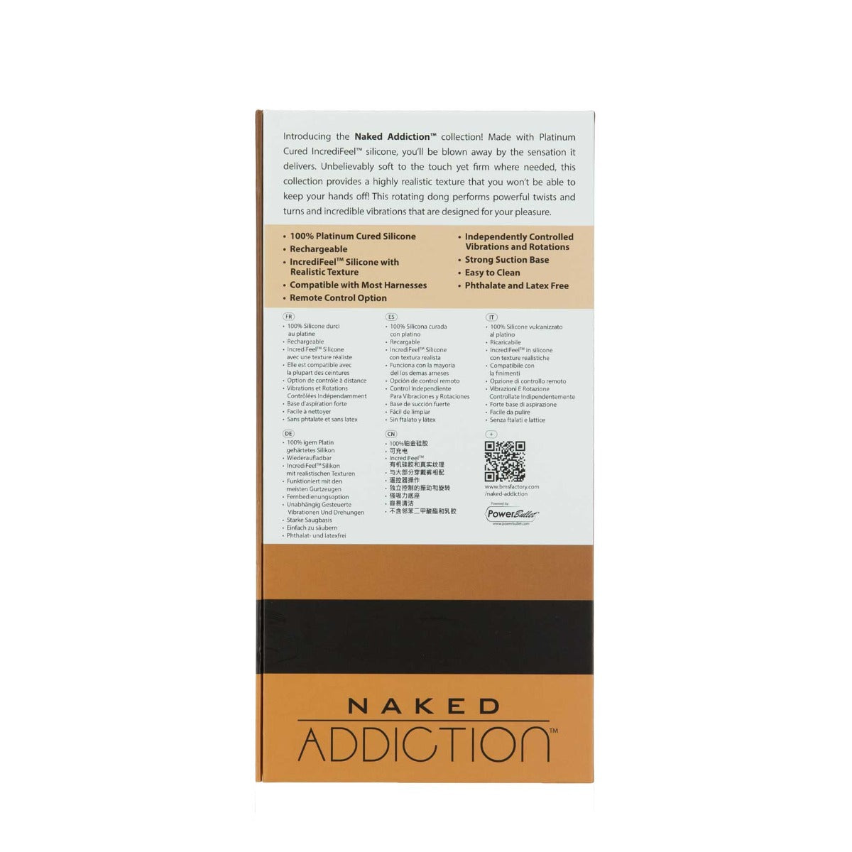 Naked Addiction - 8" Rotating & Vibrating Dildo with Remote - Caramel