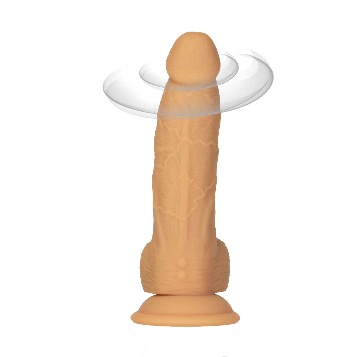 NAKED ADDICTION - Rotating & Vibrating Silicone Dong with Remote - 8" - Caramel