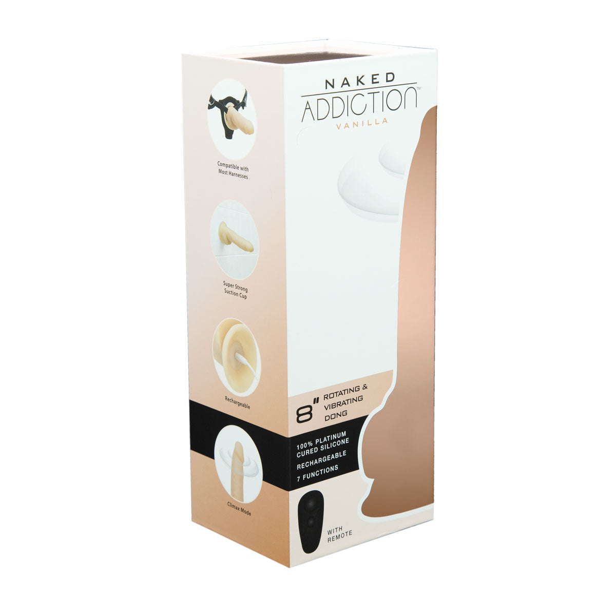 Naked Addiction - 8" Rotating & Vibrating Dildo with Remote - Vanilla