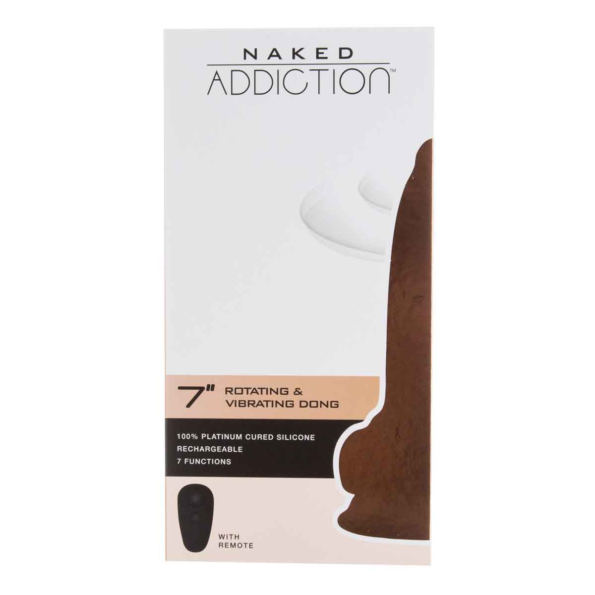 Naked Addiction - 7" Rotating & Vibrating Dildo with Remote Control - Beige