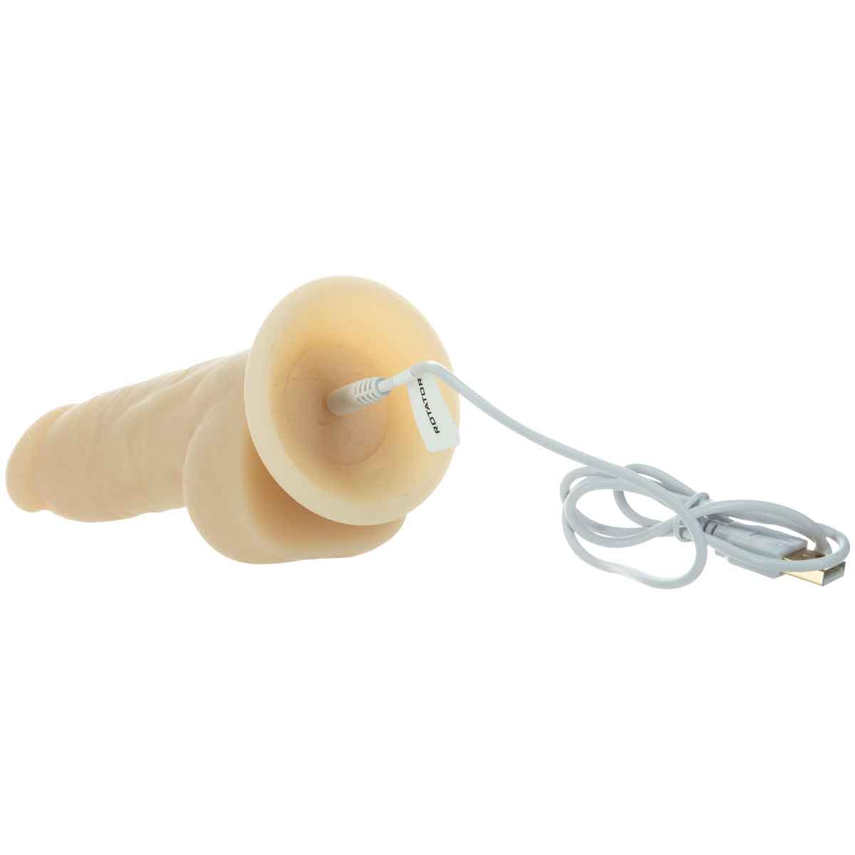 NAKED ADDICTION - Rotating & Vibrating Silicone Dong with Remote - 7" - Beige