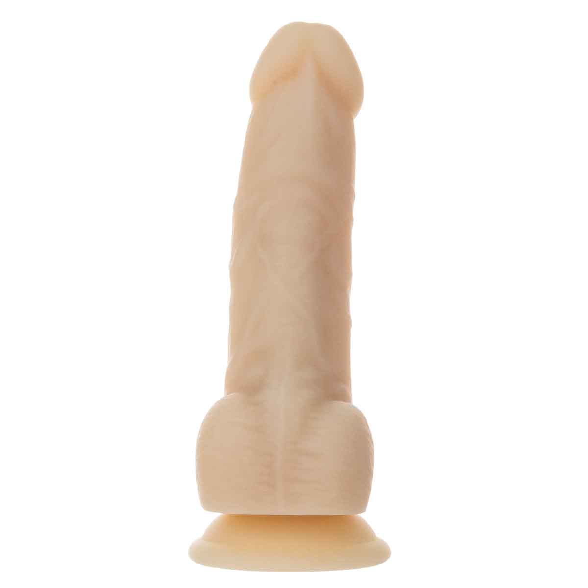 NAKED ADDICTION - Rotating & Vibrating Silicone Dong with Remote - 7" - Beige
