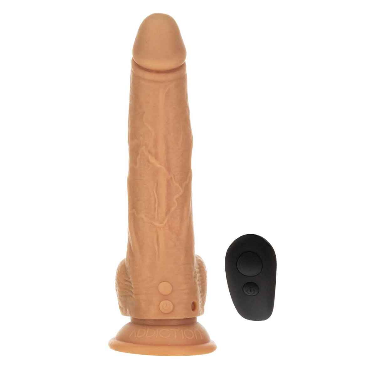 NAKED ADDICTION - Thrusting Silicone Dong with Remote - 9" - Caramel