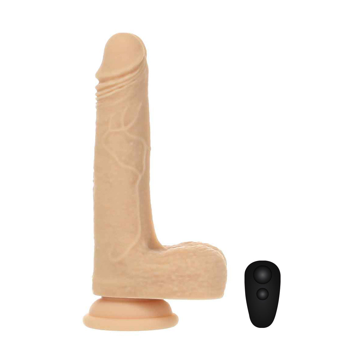 NAKED ADDICTION - Rotating & Thrusting Vibrating Silicone Dong with Remote - 7.5" - Vanilla