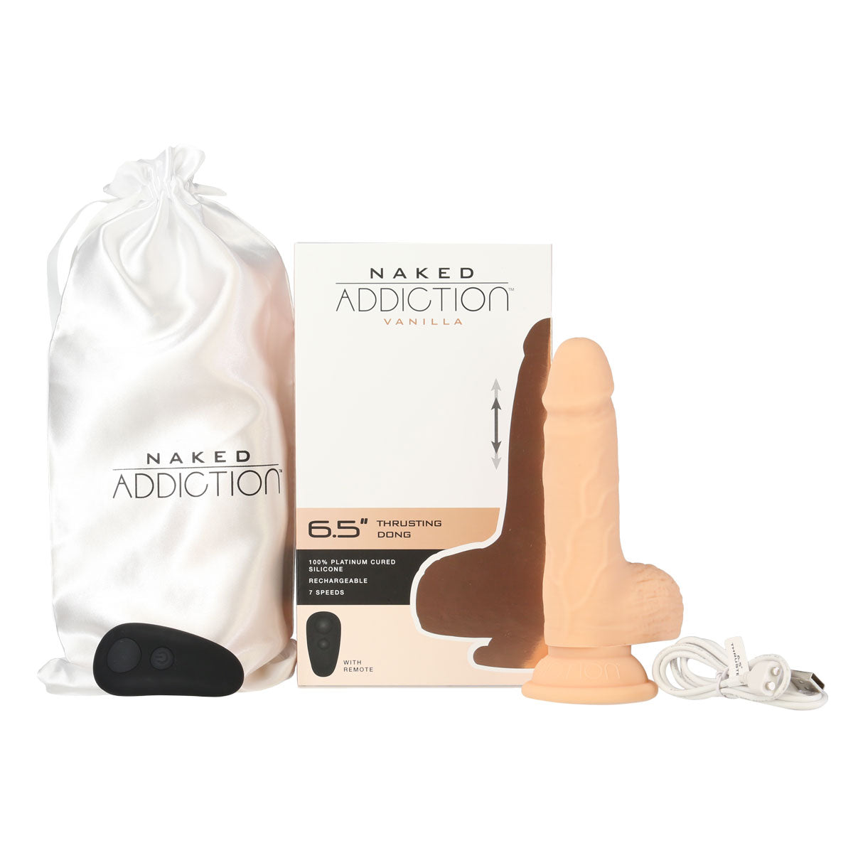 Naked Addiction - Godemichet propulseur de 6,5 po avec télécommande - Vanille