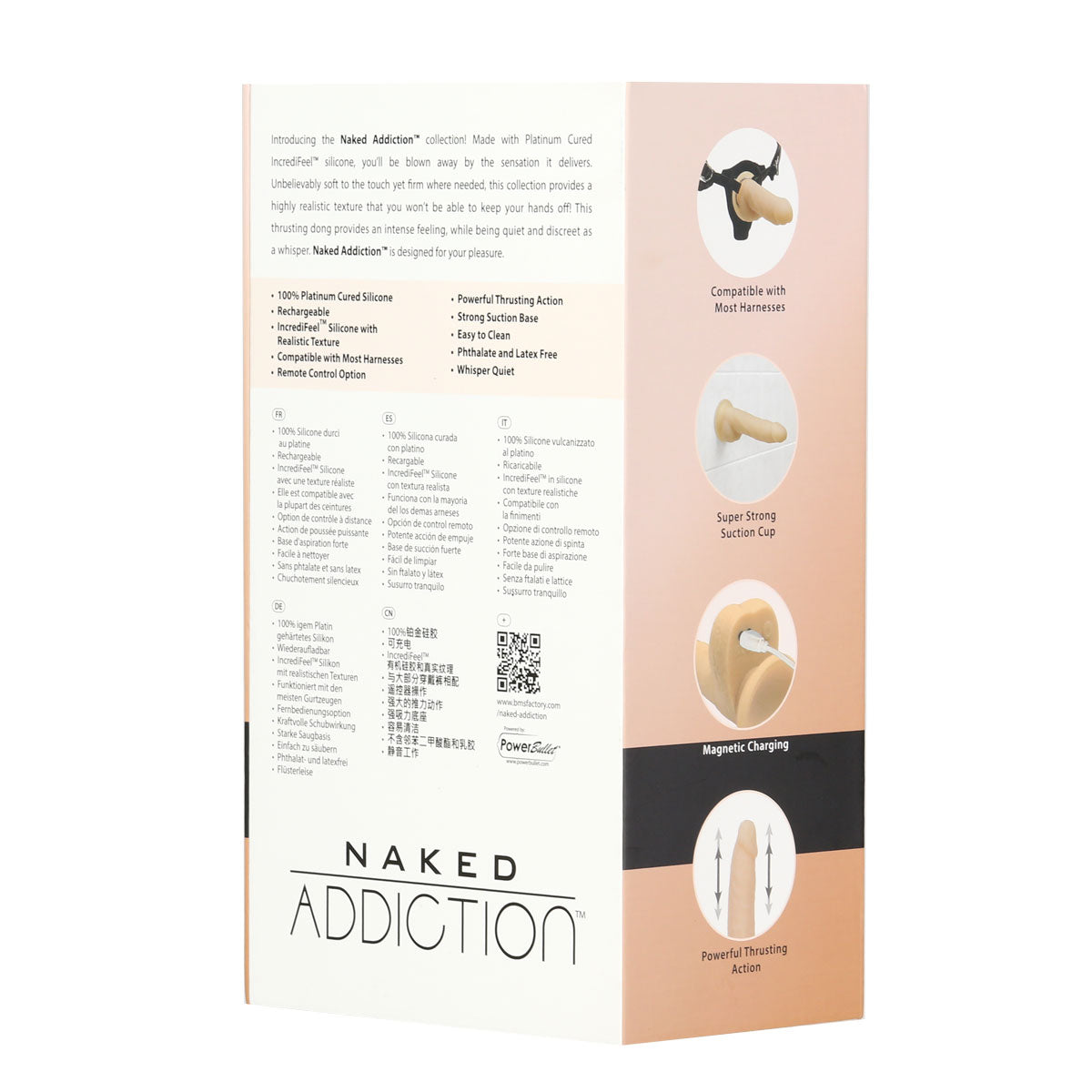 Naked Addiction - Godemichet propulseur de 6,5 po avec télécommande - Vanille