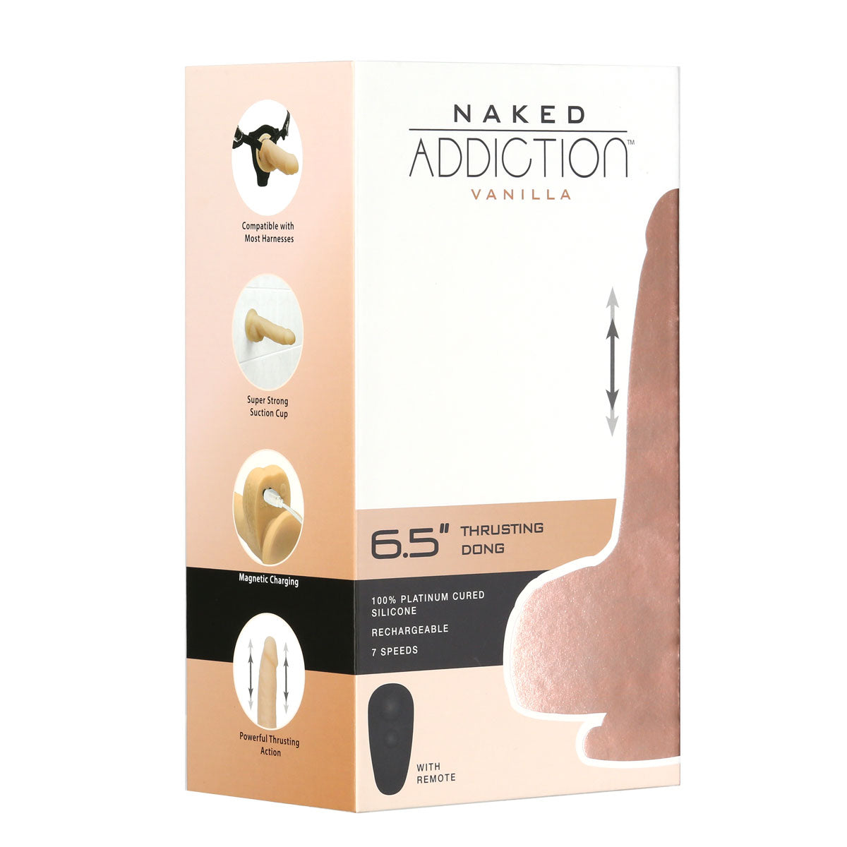 Naked Addiction - Godemichet propulseur de 6,5 po avec télécommande - Vanille