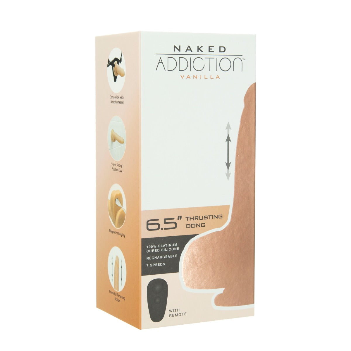 Naked Addiction - 6.5" Thrusting Dong With Remote - Vanilla