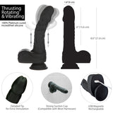 Naked Addiction - 8.6" Silicone Rotating & Thrusting Vibrating Dildo with Remote - Noir