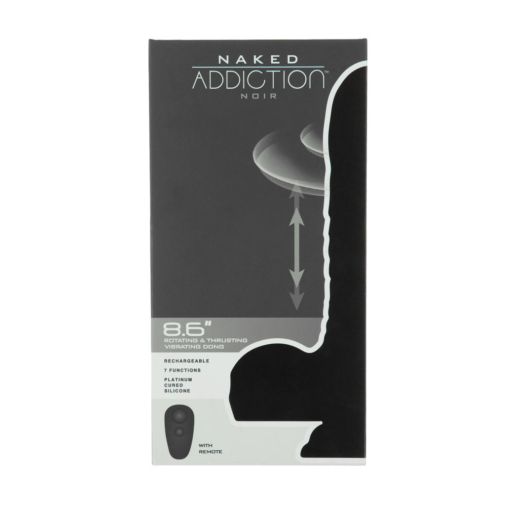 Naked Addiction - 8.6" Silicone Rotating & Thrusting Vibrating Dildo with Remote - Noir