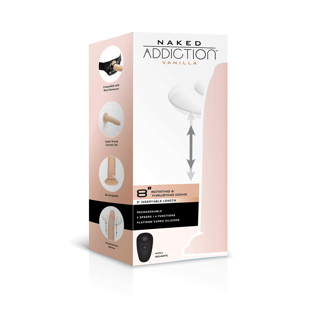 Naked Addiction - Godemichet Rotatif et Pénétrant de 20 cm - Vanille