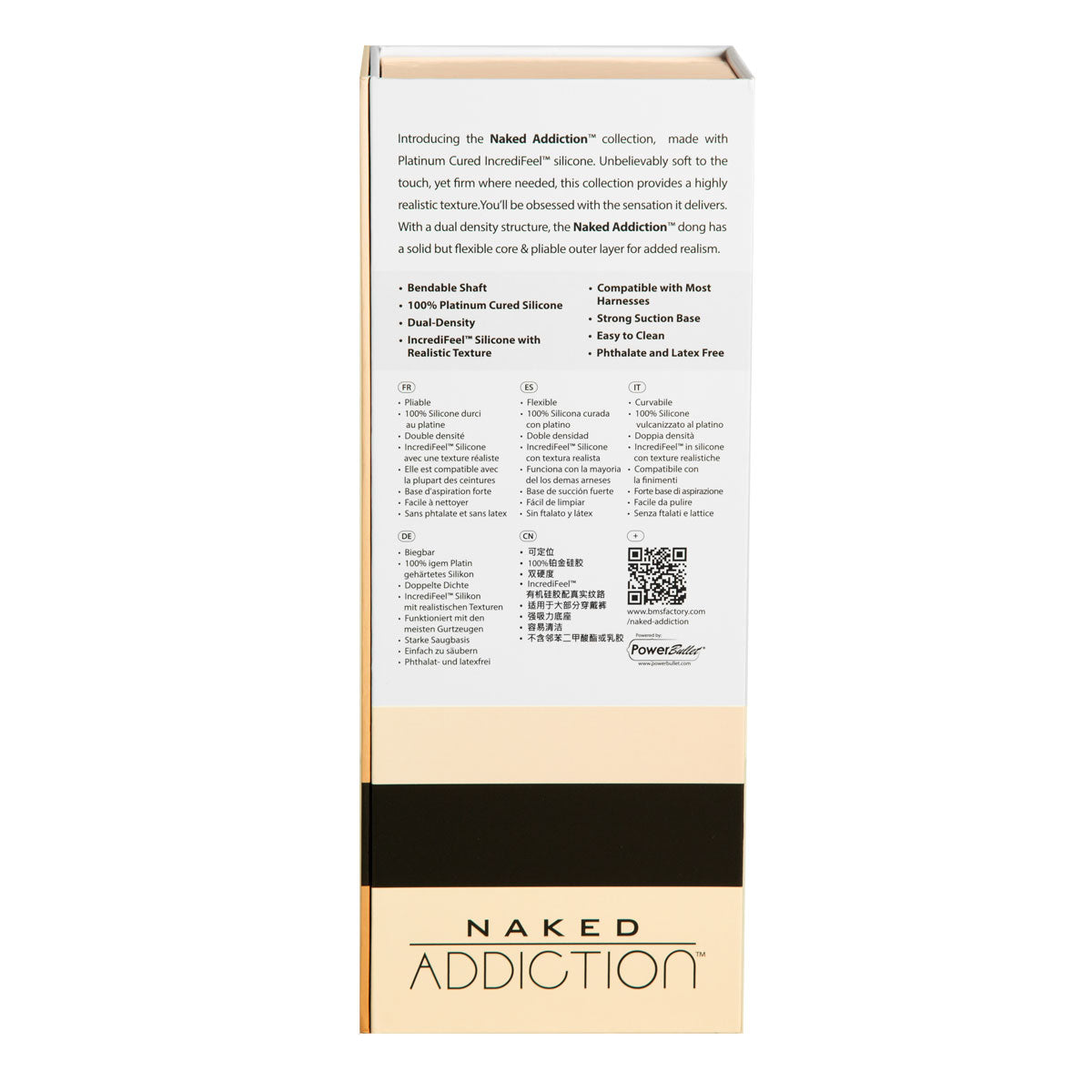 Naked Addiction - Godemichet courbé double densité en silicone de 23 cm - Vanille