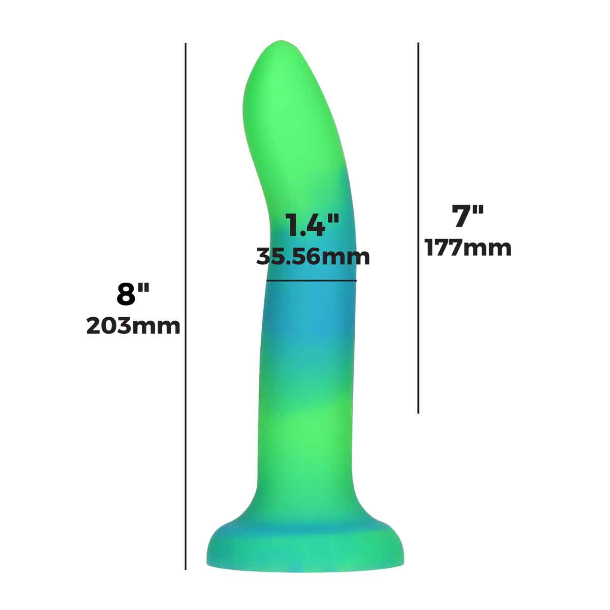 Rave by Addiction - Godemichet phosphorescent 20 cm - Bleu-vert