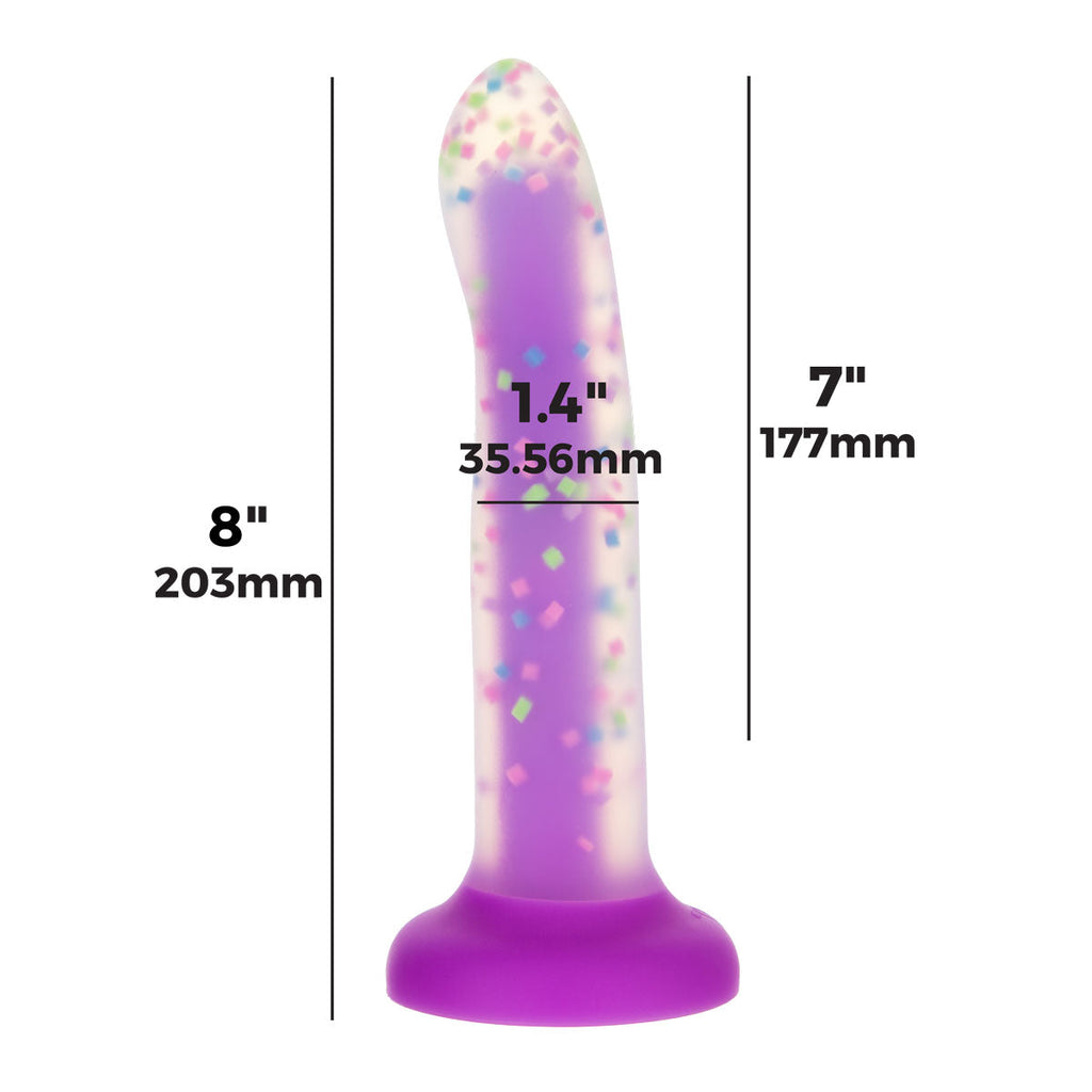 Rave by Addiction - Godemichet flexible phosphorescent de 20 cm - Confettis violets