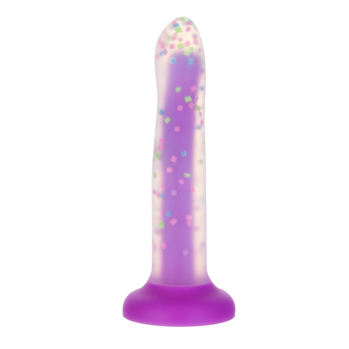 RAVE by ADDICTION - Bendable Glow in the Dark Dildo - 8" - Purple Confetti