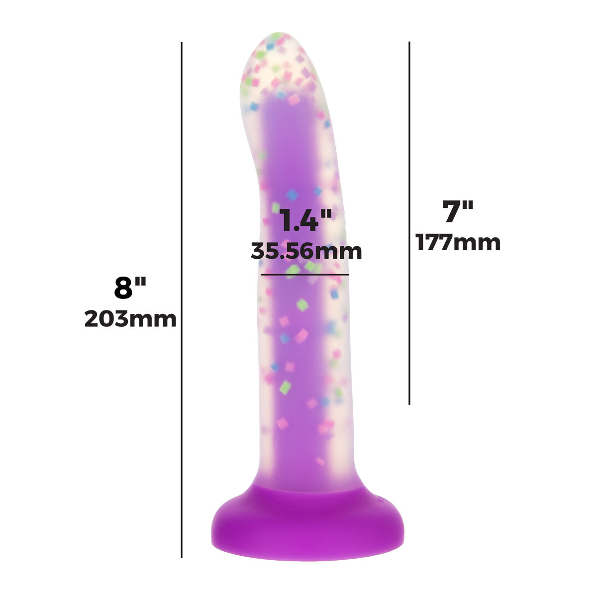 Rave by Addiction - 8" Bendable Glow in the Dark Dildo - Purple Confetti