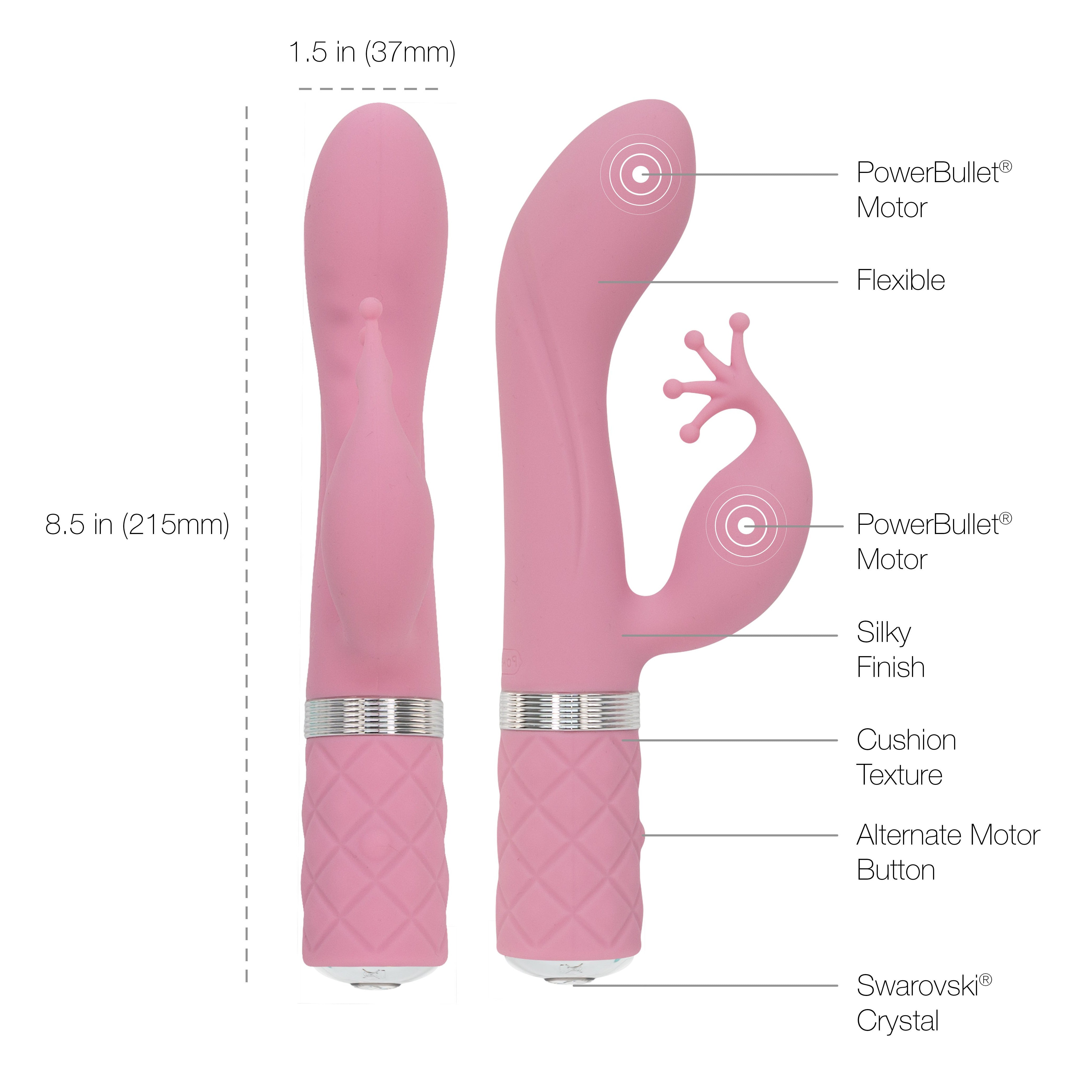 Pillow Talk - Double Vibromasseur Coquin - Rechargeable - Rose