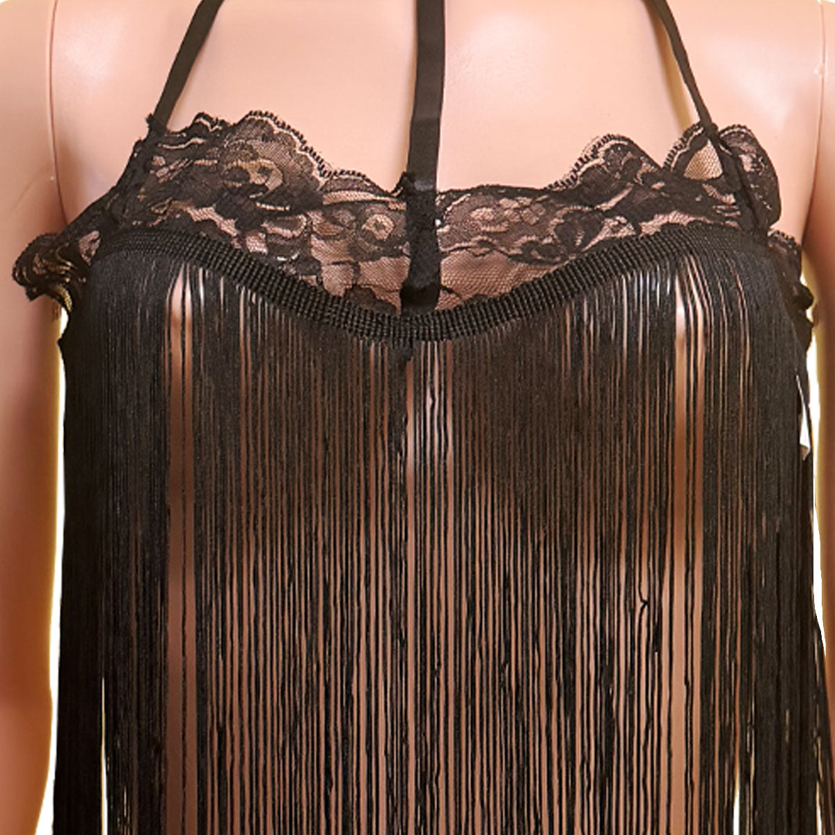 H.O.T - Babydoll Fringe & Lace - Black - One Size (No Box)