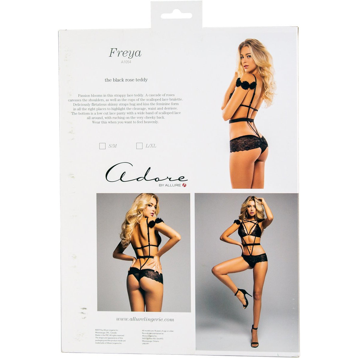 Adore by Allure - Freya Black Rose Teddy - Black