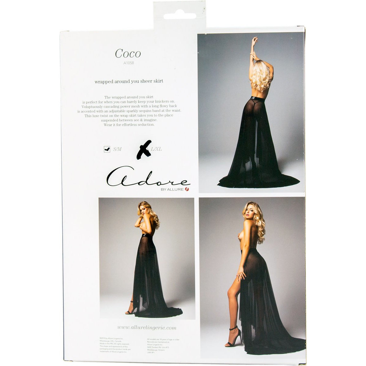 Adore by Allure - Coco Wrapped Sheer Skirt - Black - L/XL