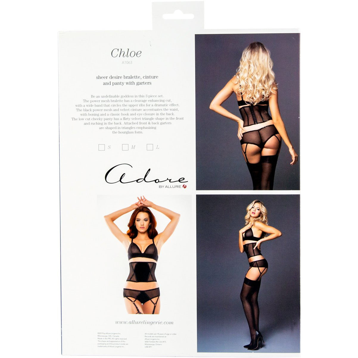 Adore by Allure - Chloe Sheer Desire 3 Piece Set - Black - S