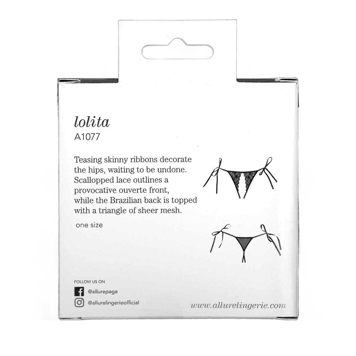 Adore by Allure - Culotte Lolita en dentelle festonnée sans entrejambe - Noir
