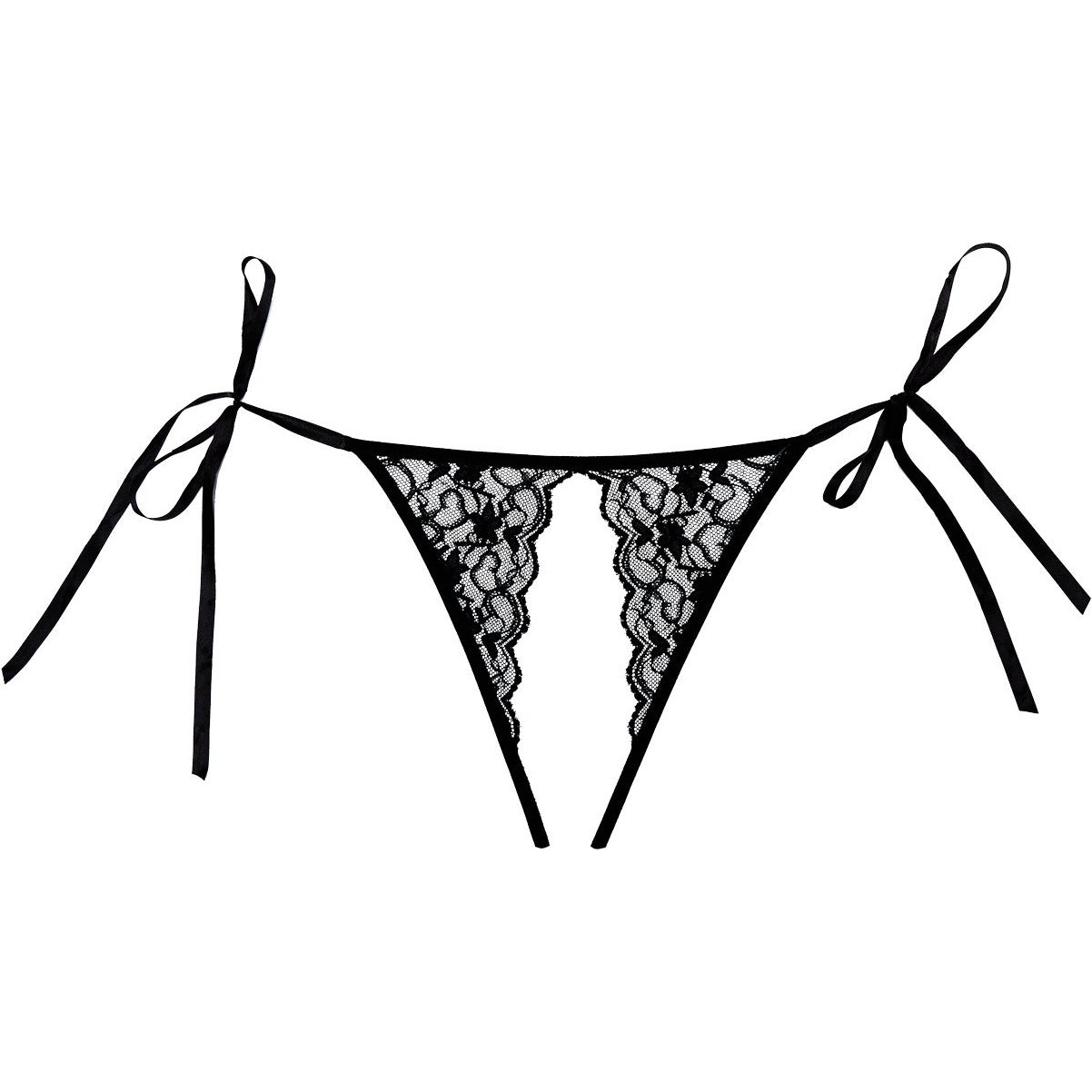 Adore by Allure - Culotte Lolita en dentelle festonnée sans entrejambe - Noir
