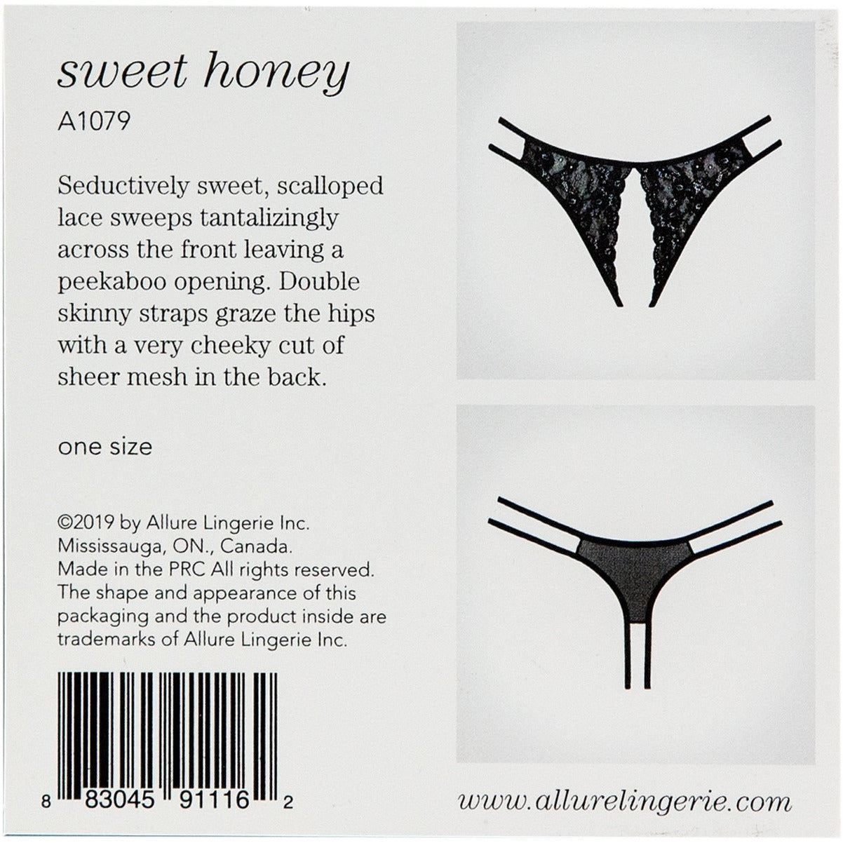 Adore by Allure - Culotte miellée en dentelle festonnée ouverte à l'entrejambe - Noir