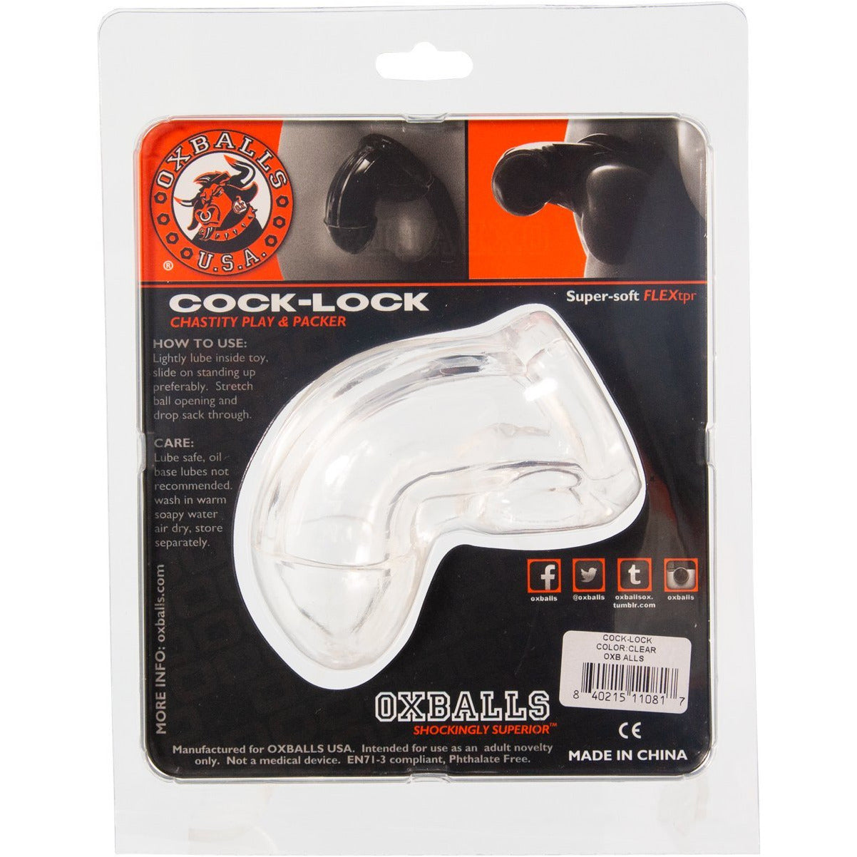 Oxballs Cock-Lock Cage de pénis – Transparent