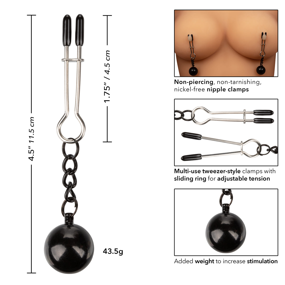 CALEXOTICS NIPPLE GRIPS WEIGHTED TWEEZER NIPPLE CLAMPS