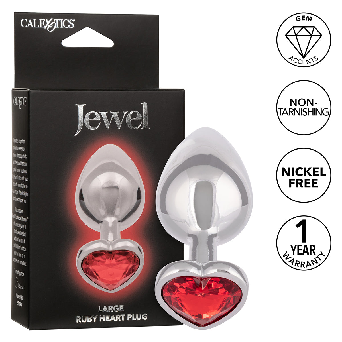 CalExotics® Plug Coeur Rubis Large Bijou - Rubis