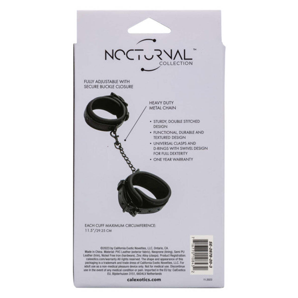 CalExotics® Menottes de cheville Collection Nocturne - Noir