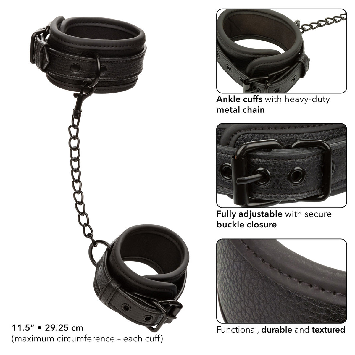 CalExotics® Menottes de cheville Collection Nocturne - Noir