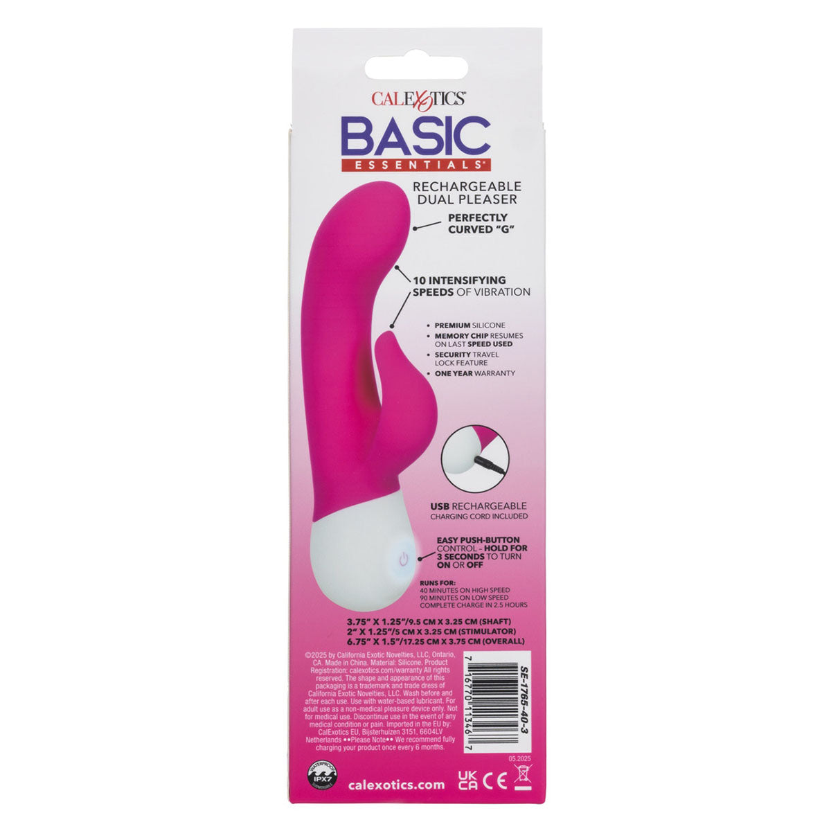 CALEXOTICS® - BASIC ESSENTIALS - Silicone Rechargeable Dual Pleaser - Pink