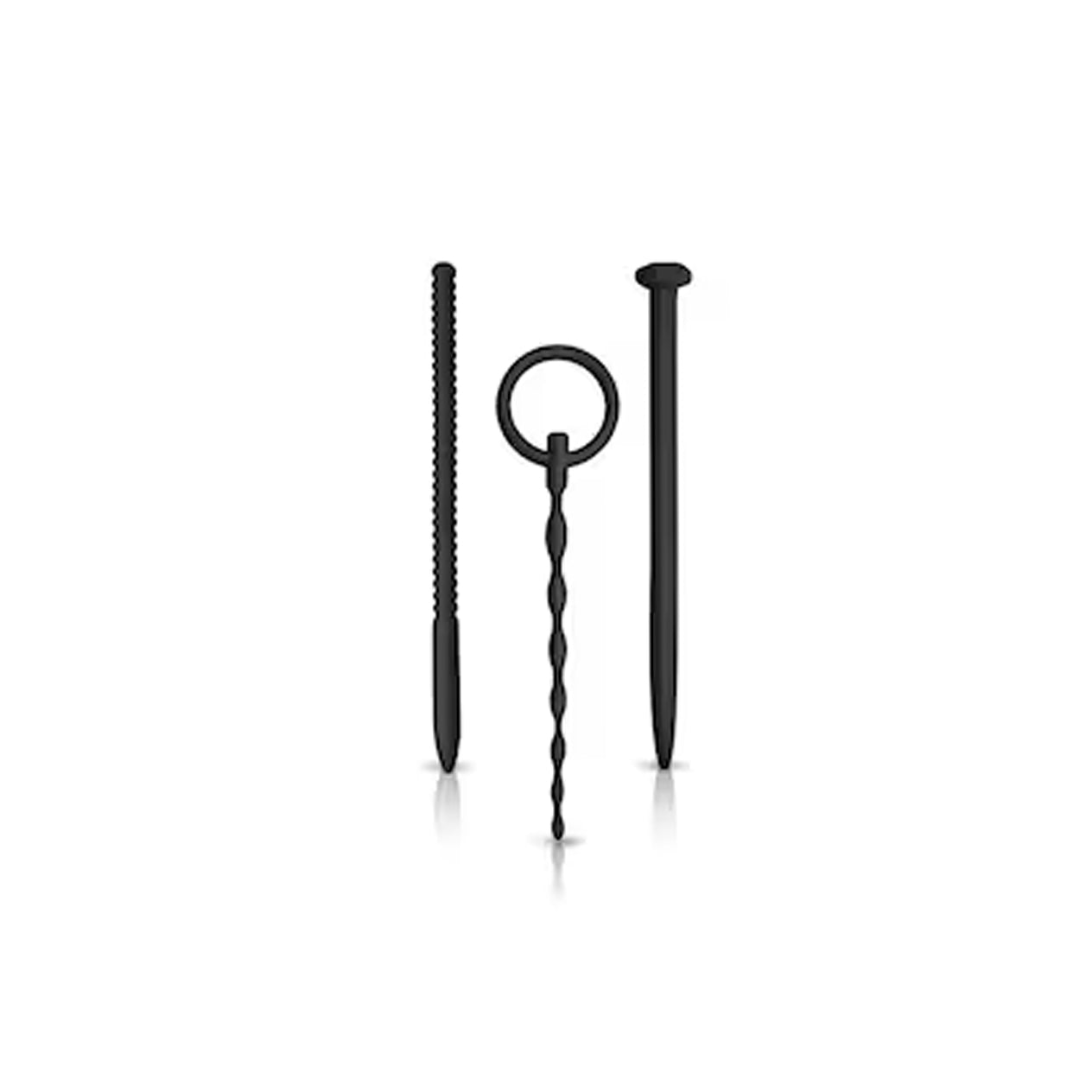 Knot-Knot – Silicone Urethral Sounding Kit – 3-in-1 Set – Black