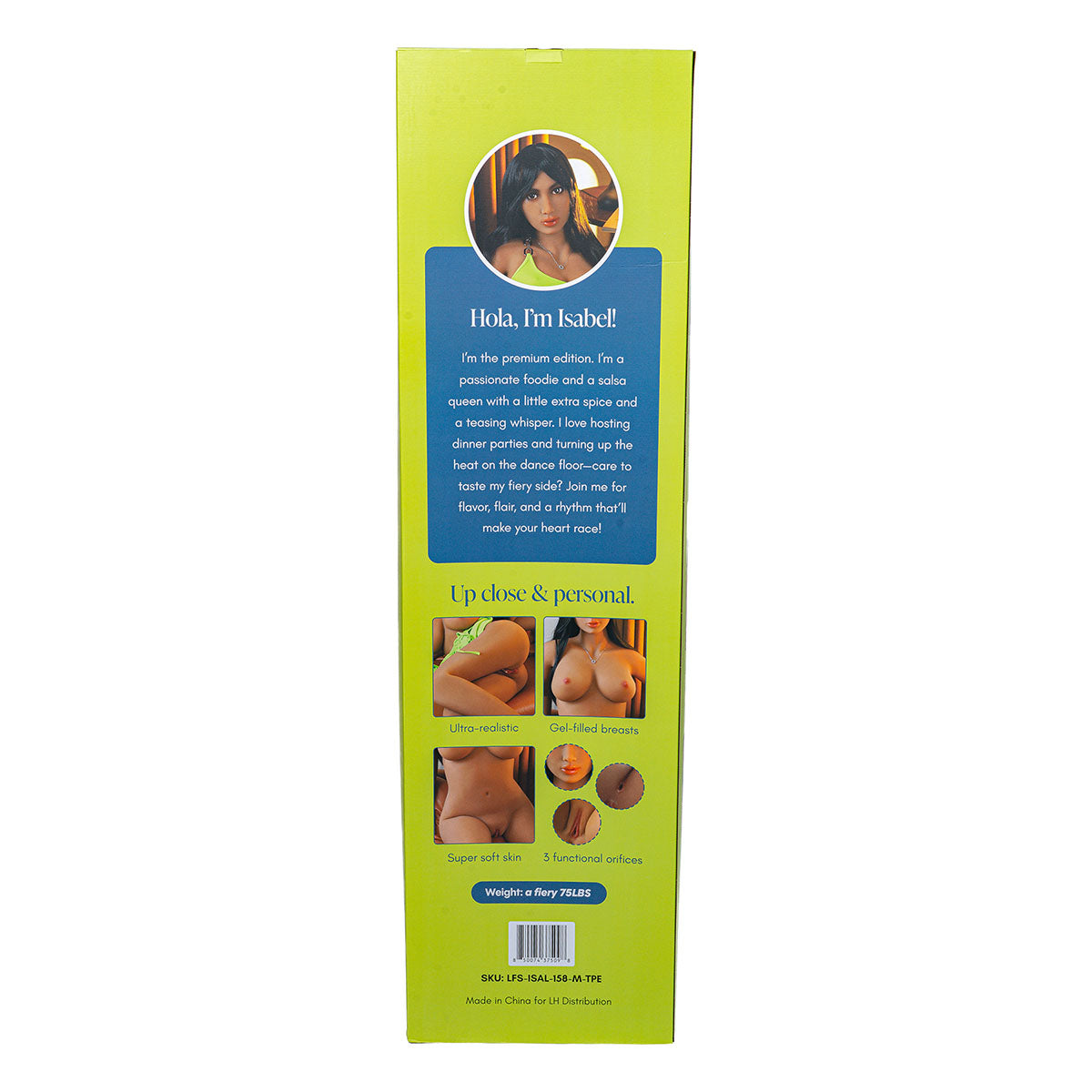 Poupée Gonflable Hornie Sensiskin Love Doll Isabel 1m57. Caramel avec Cheveux Foncés