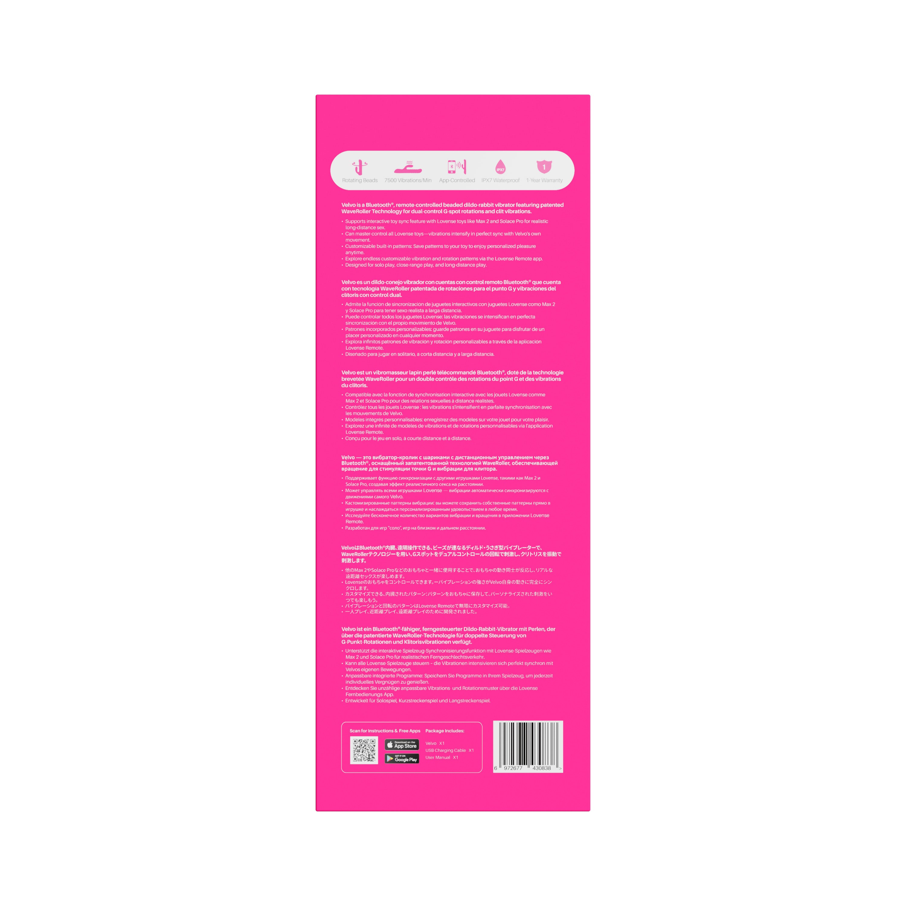 Vibromasseur Lapin LOVENSE Velvo Perlé pour Point G et Clitoris